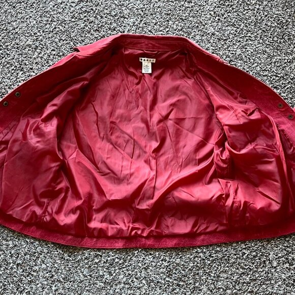 Vintage Red-pink Suede 100% Genuine Leather Womens L Biker Stylish Lightweight - Picture 4 of 8